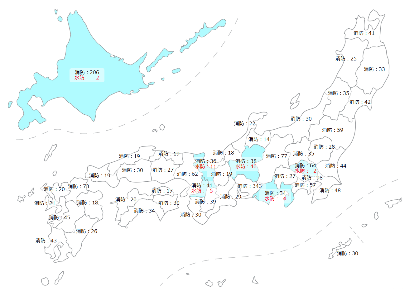 全国の水防団・消防団の数