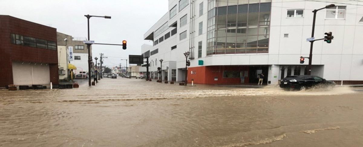 市内中心部（二日町地区）浸水被害状況