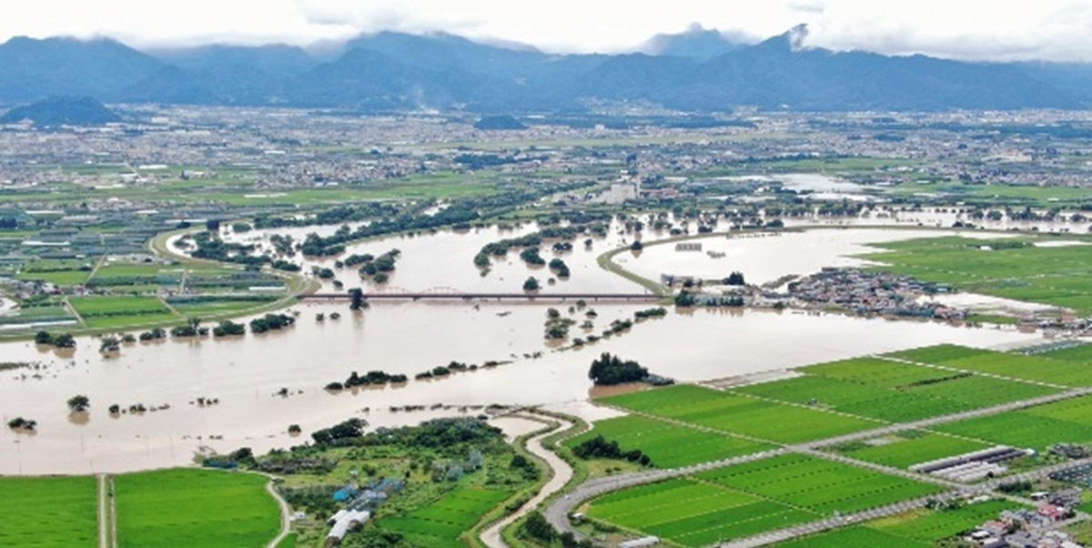 河北橋付近　浸水被害