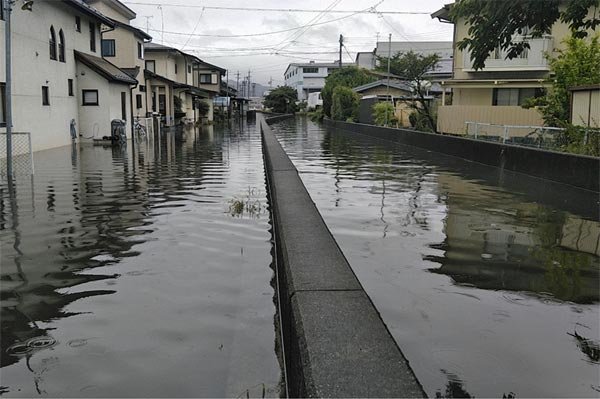 落水川左岸（中洲5516-6地先）河川巡視・浸水状況