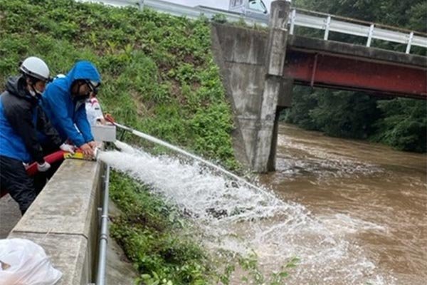 熊原川左岸 内水排水作業