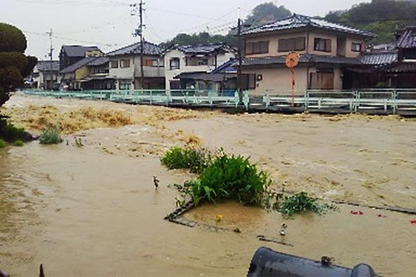 曽我川左岸（古瀬地区）道路への浸水被害