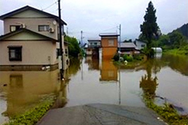 川の氾濫による浸水