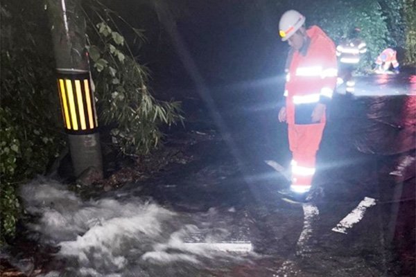 溢水箇所の警戒活動