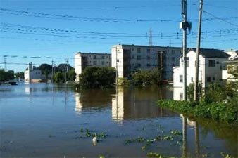 浸水した東坂戸2丁目一帯