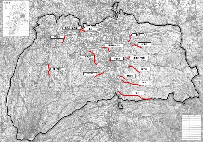 佐久市内主な河川越水及び氾濫箇所